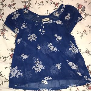 Abercrombie Kids Blue w/ White flowers blouse